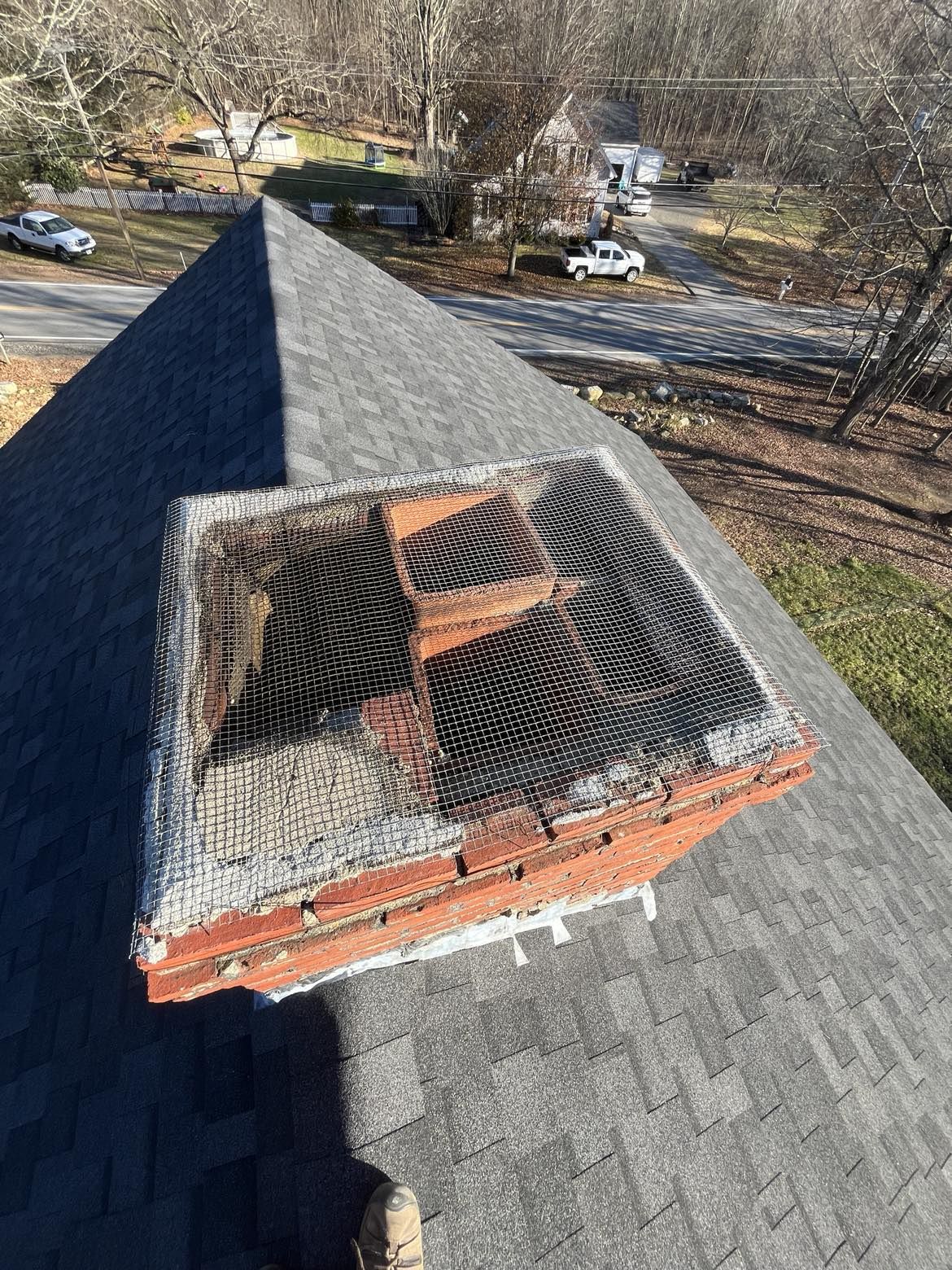 A photo of an Atkinson, NH chimney that Anything Chimney took before cleaning.